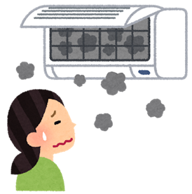汚いエアコンのフィルターのイラスト