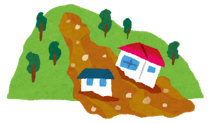 土砂崩れのイラスト（自然災害）