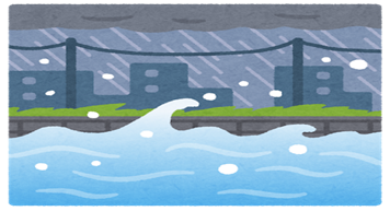 氾濫する川のイラスト
